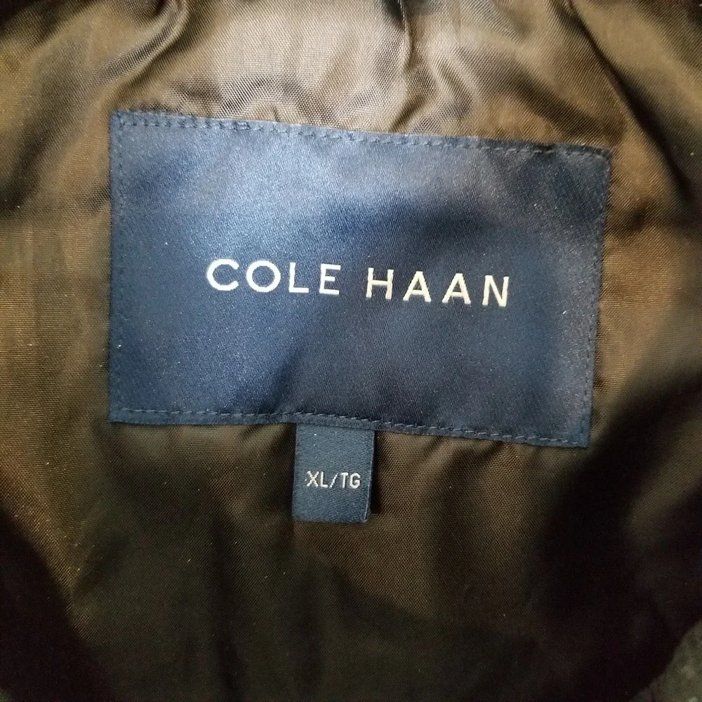 Cole‎ Haan Quilted Vest Mens XL Black Diamond Pattern Snap Front Mock Neck